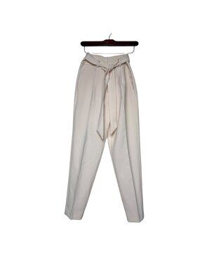 MNG Hight Waisted Belted Boyfriend Pants Ivory Sz 2
